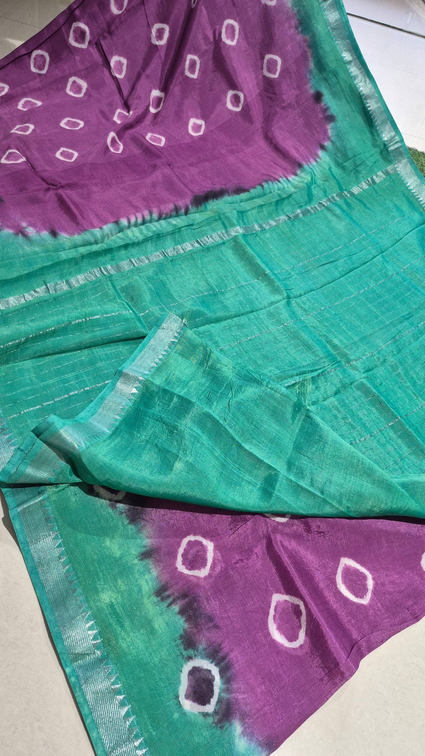 Classy and elegant Mangalagiri Silk  tie n dye Sarees