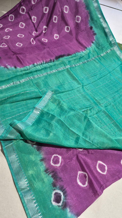 Classy and elegant Mangalagiri Silk  tie n dye Sarees