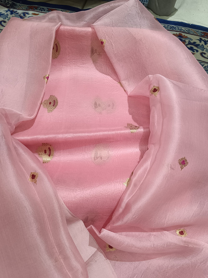 Exclusive n Pure Handloom Banarasi Kora Silk meena and kaduwa weaving top n duppatta