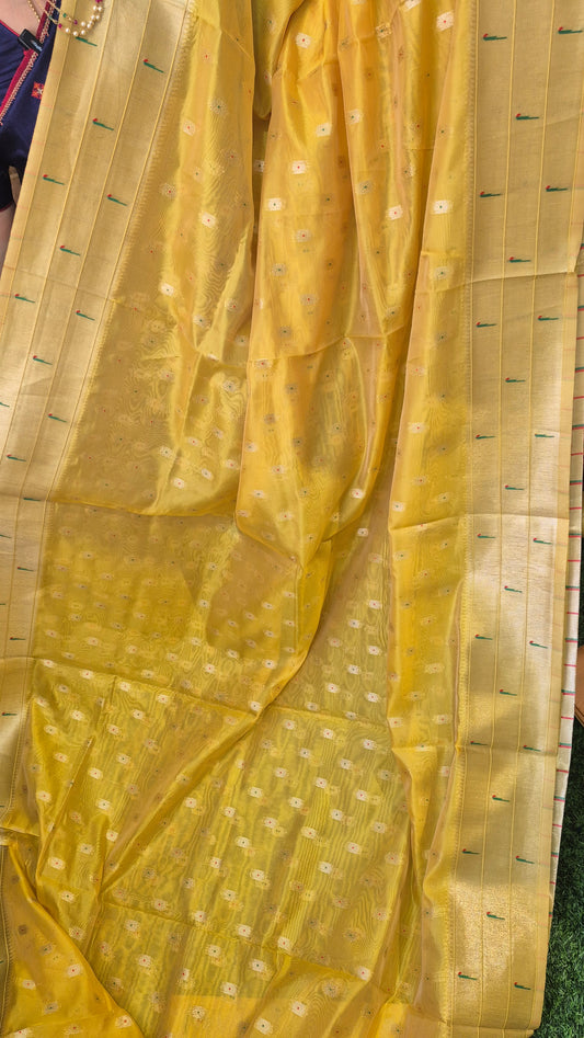 Chanderi silk  with Paithani weaving saree