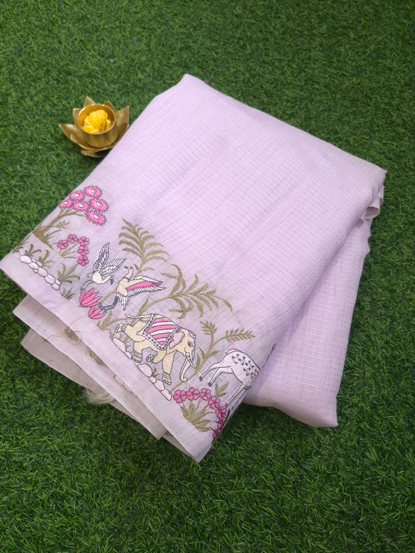 Pure Lenin silk with beautiful embroidery work