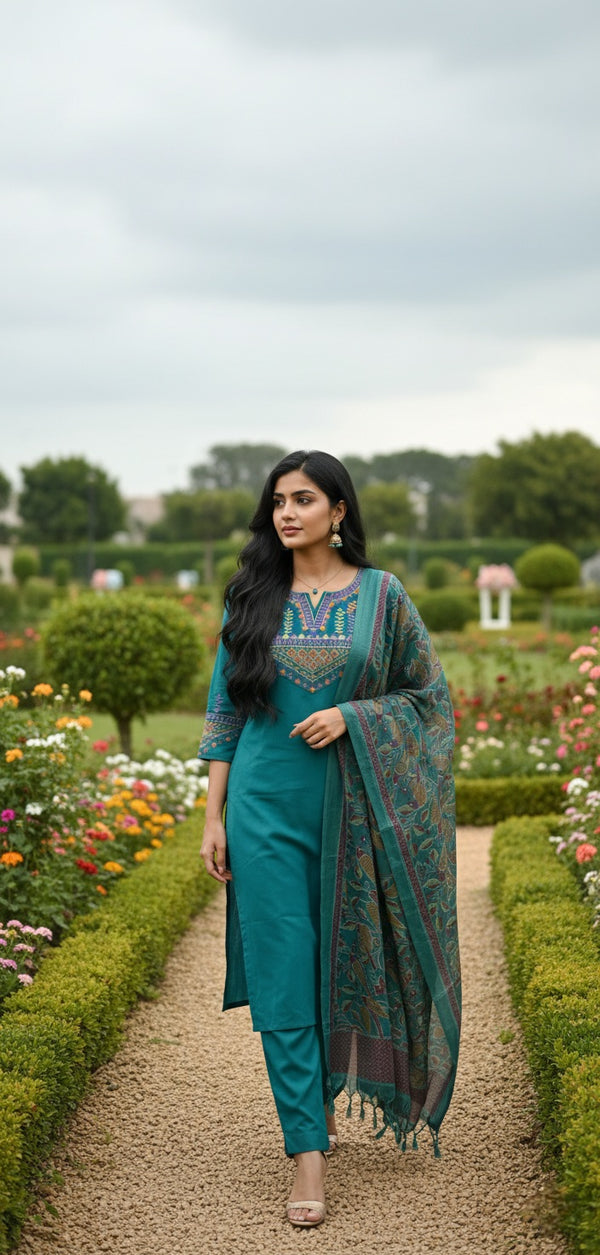 Heavy Cotton 3pc Suit with Embroidery