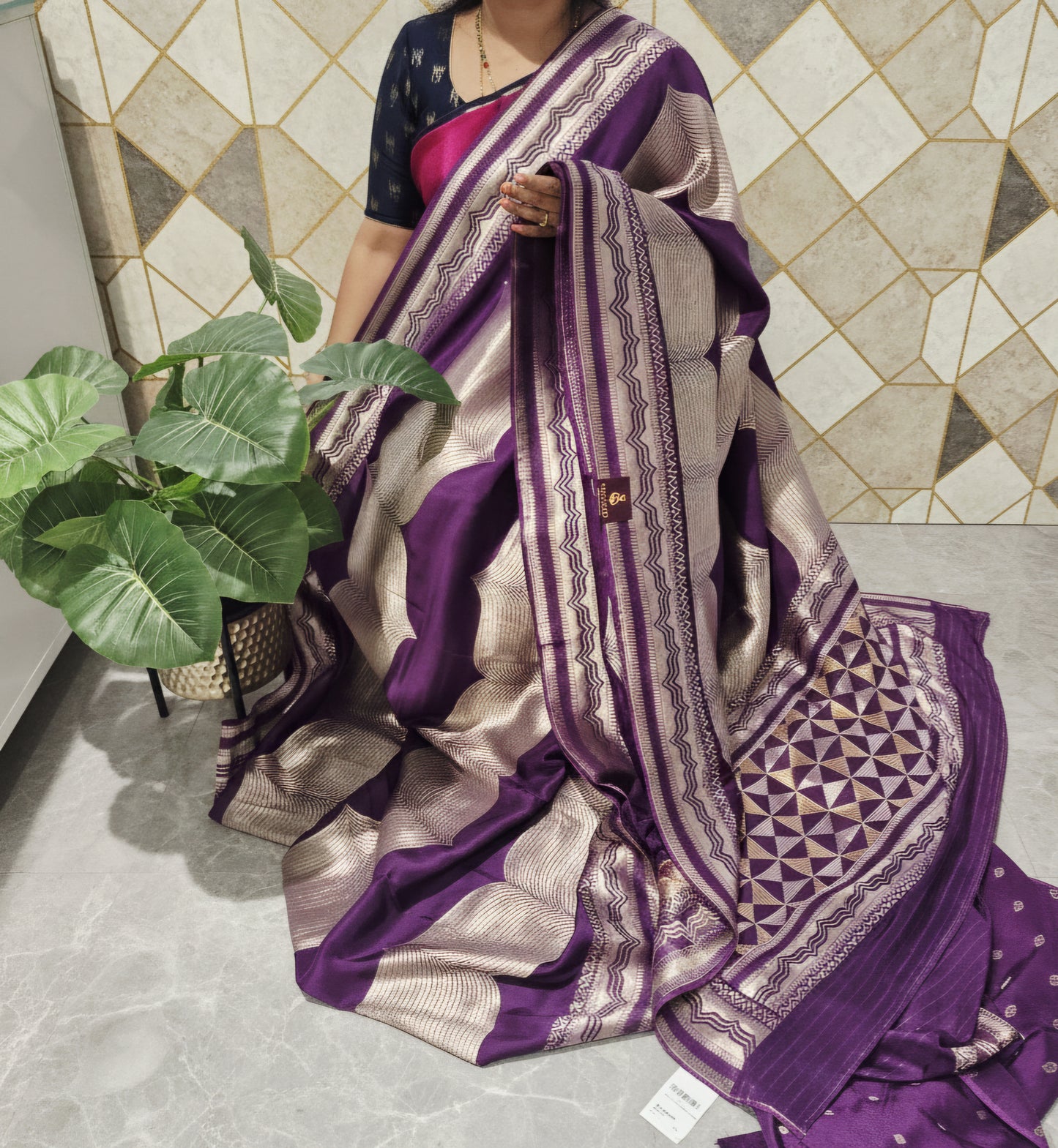 Pure Banarasi munga silk with allover designer weaving