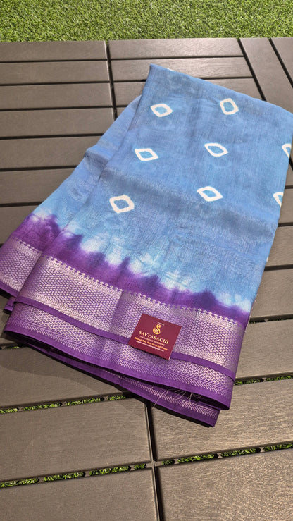 Classy and elegant Mangalagiri Silk  tie n dye Sarees