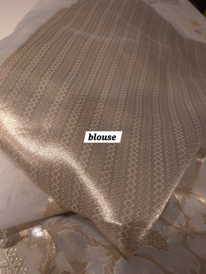 Party wear Kora weaving saree with beautiful embroidery borders